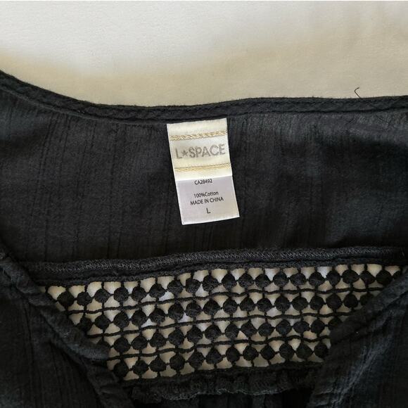 L*Space Bloomfield Swim Cover Up Tunic Cotton Dress Black Size Large Beach Pool - Picture 10 of 15